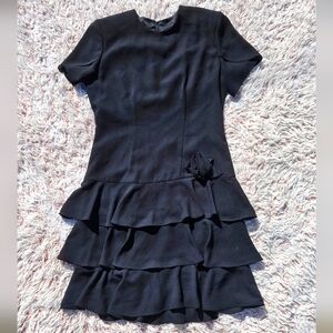 🖤VTG 80s Dropwaist 3 Tier Ruffle Dress